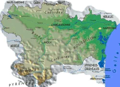 Carte des zones spéléologiques de l'Aude