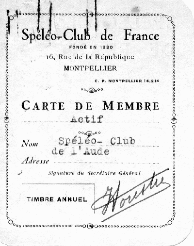 Document historique du Spéléo Club de l'Aude