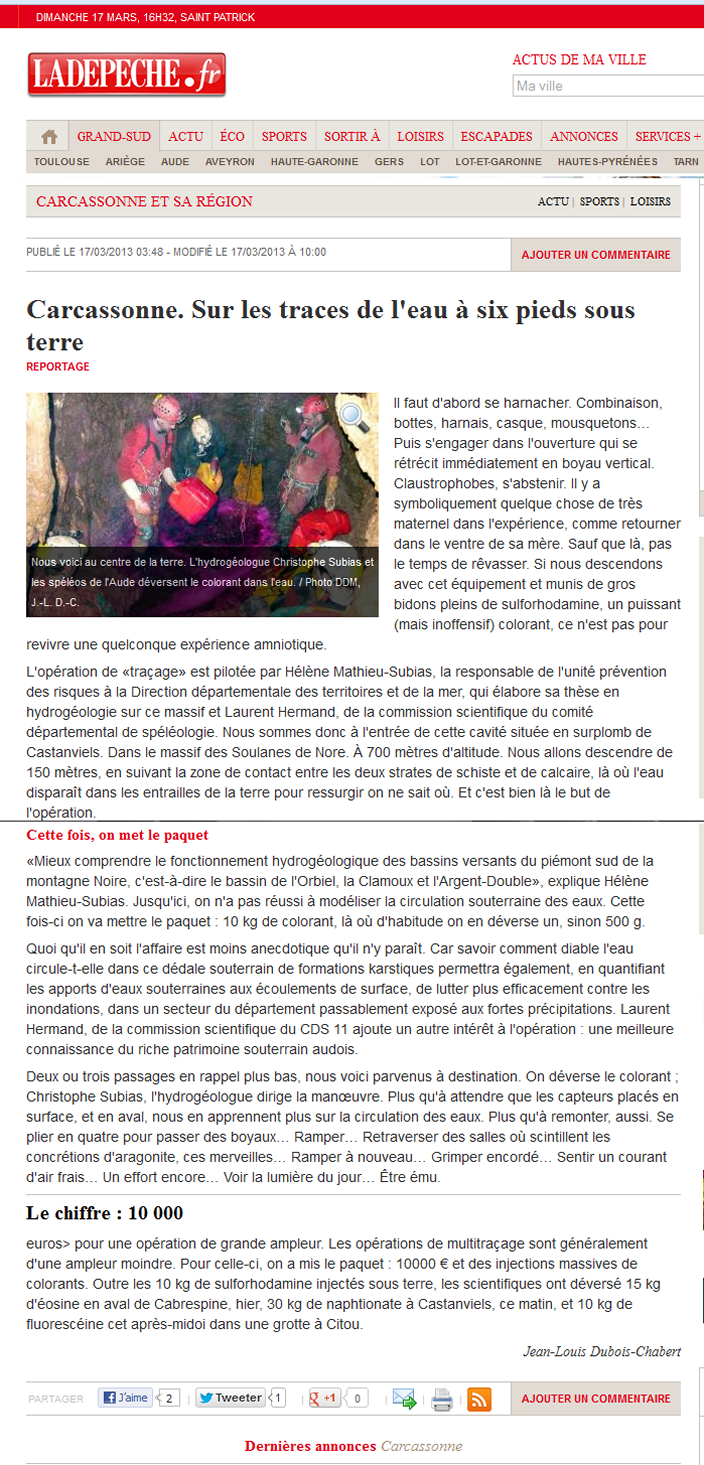 Article de presse mars 2013 — coloration Minervois