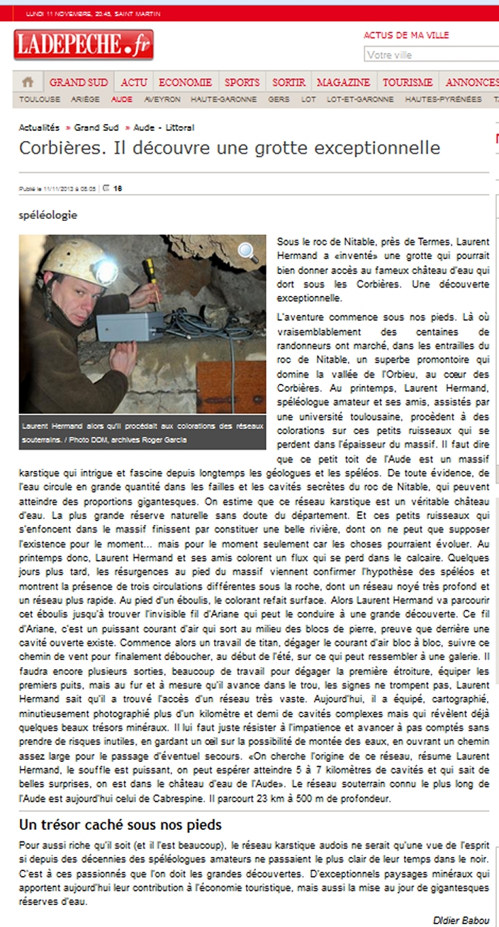 Article de presse novembre 2013 — Nitable Dépêche