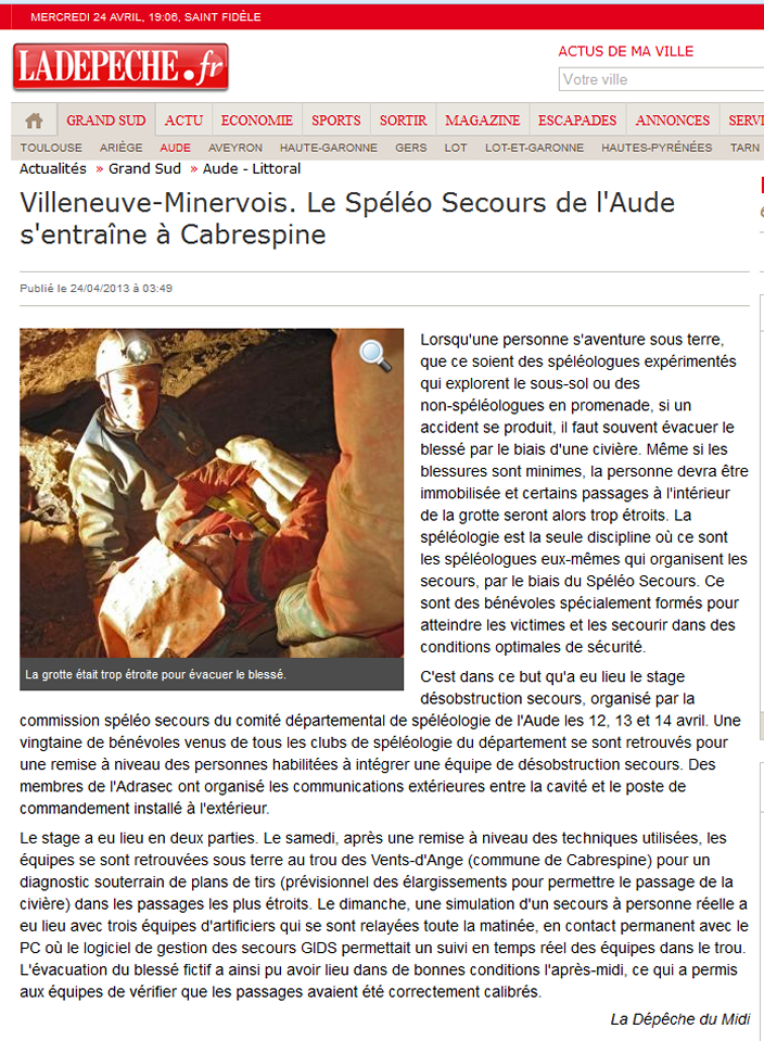 Article de presse avril 2013 — stage désobstruction