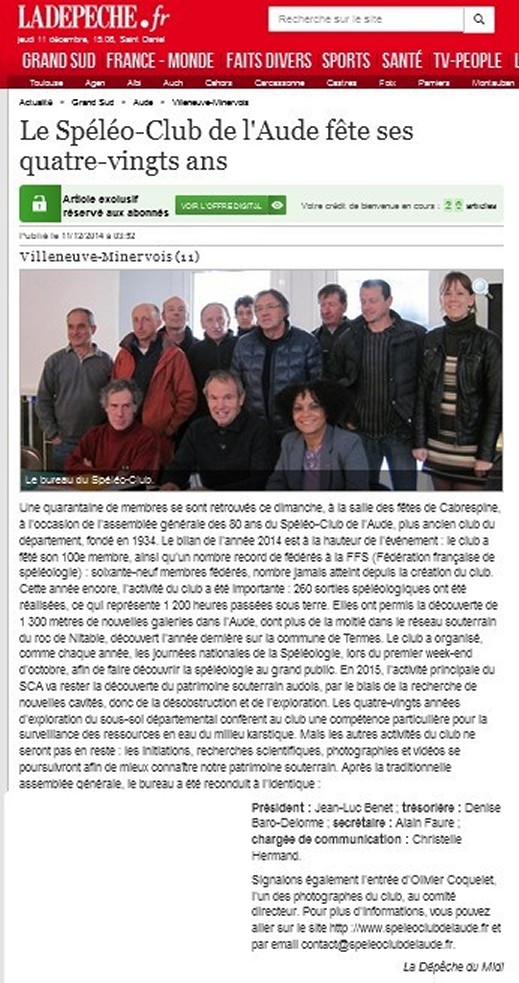Article de presse 2014 — 80 ans du club