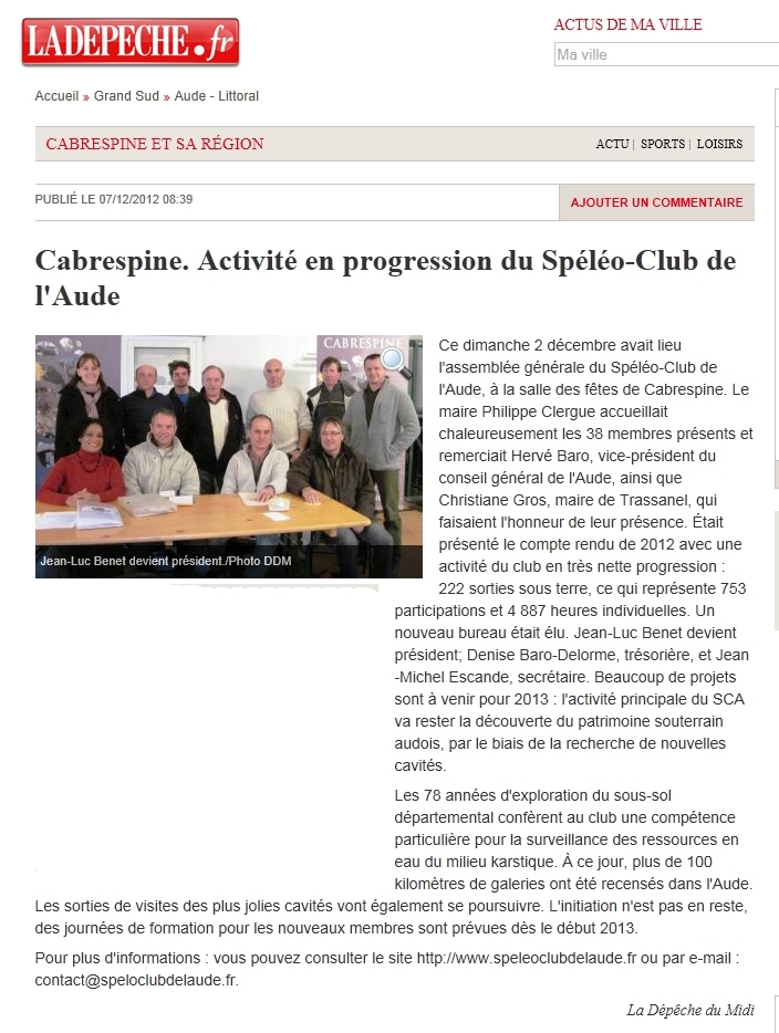 Article Dépêche — AG 2012