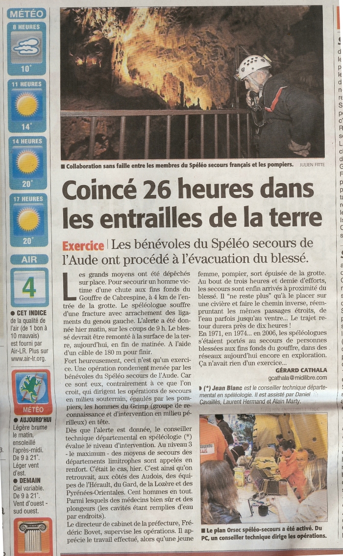 Article Midi Libre octobre 2011 — barnum régional Cabrespine